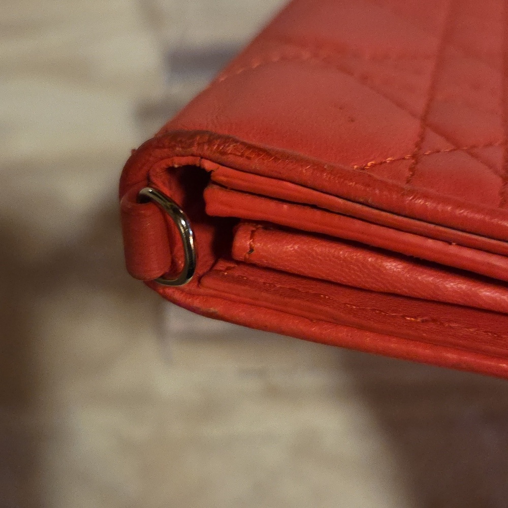 Dior Coral Quilted Wallet - Picture 8 of 9